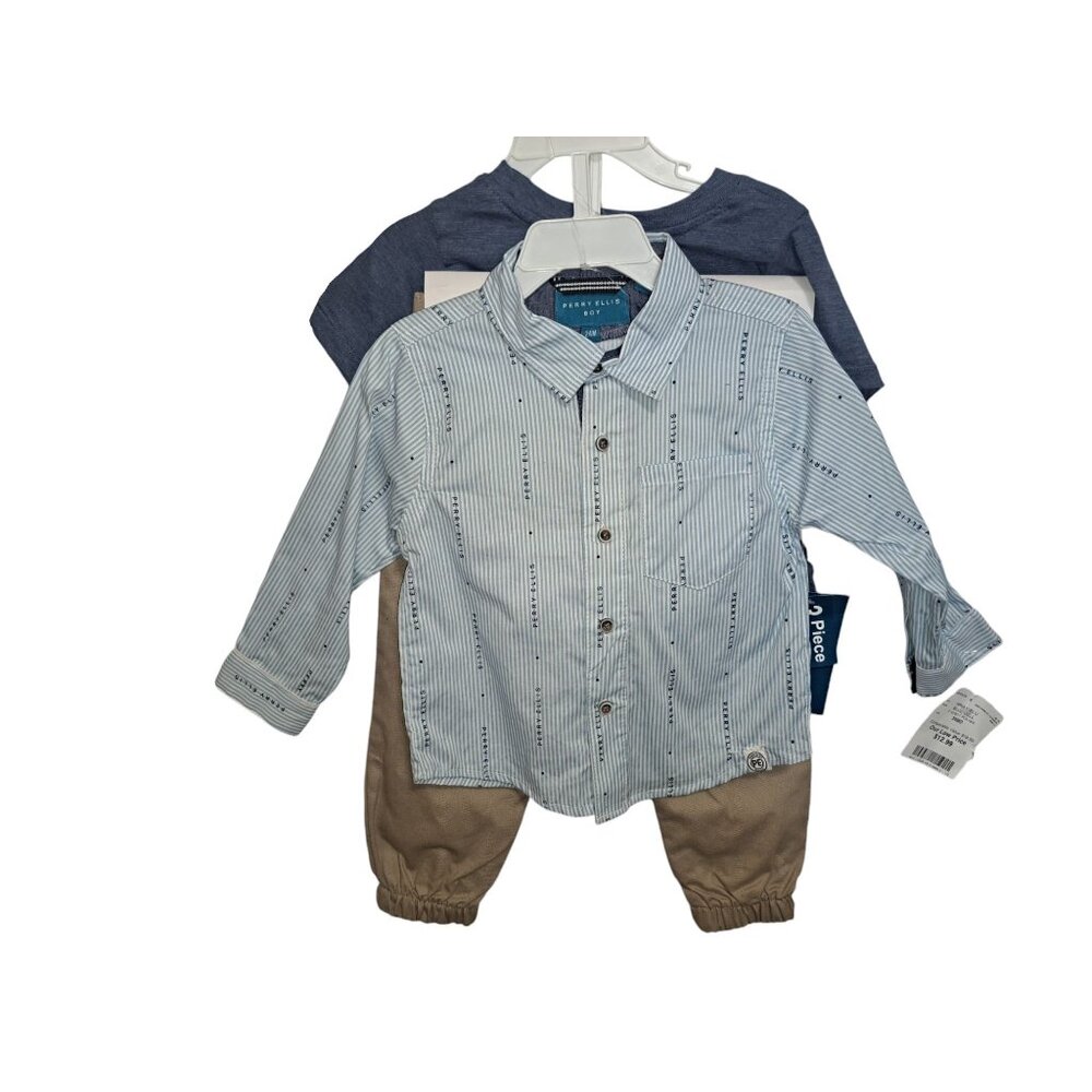 Perry Ellis Baby Boys 3-Piece Set - 24M Blue Bell Cotton Shirt & Pants